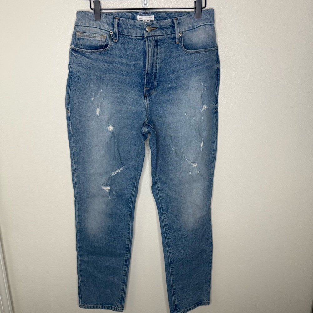 Good American • Good Classic Distressed Hi Rise Jeans Womens Size 6 / 28 - Picture 2 of 5